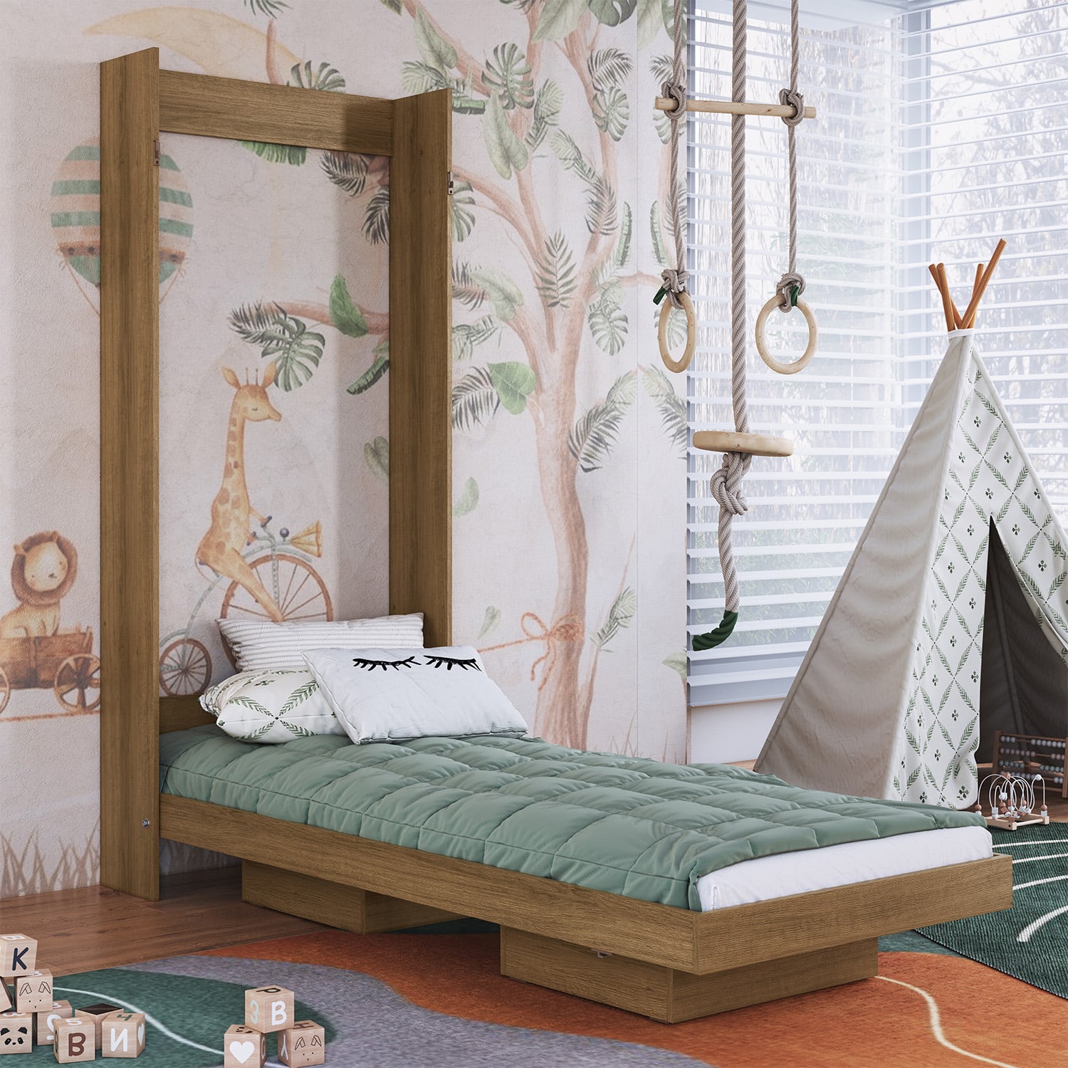 CAMA PLEGABLE VERTICAL 1 PZA HOGA VANCOUVER MIEL - 1