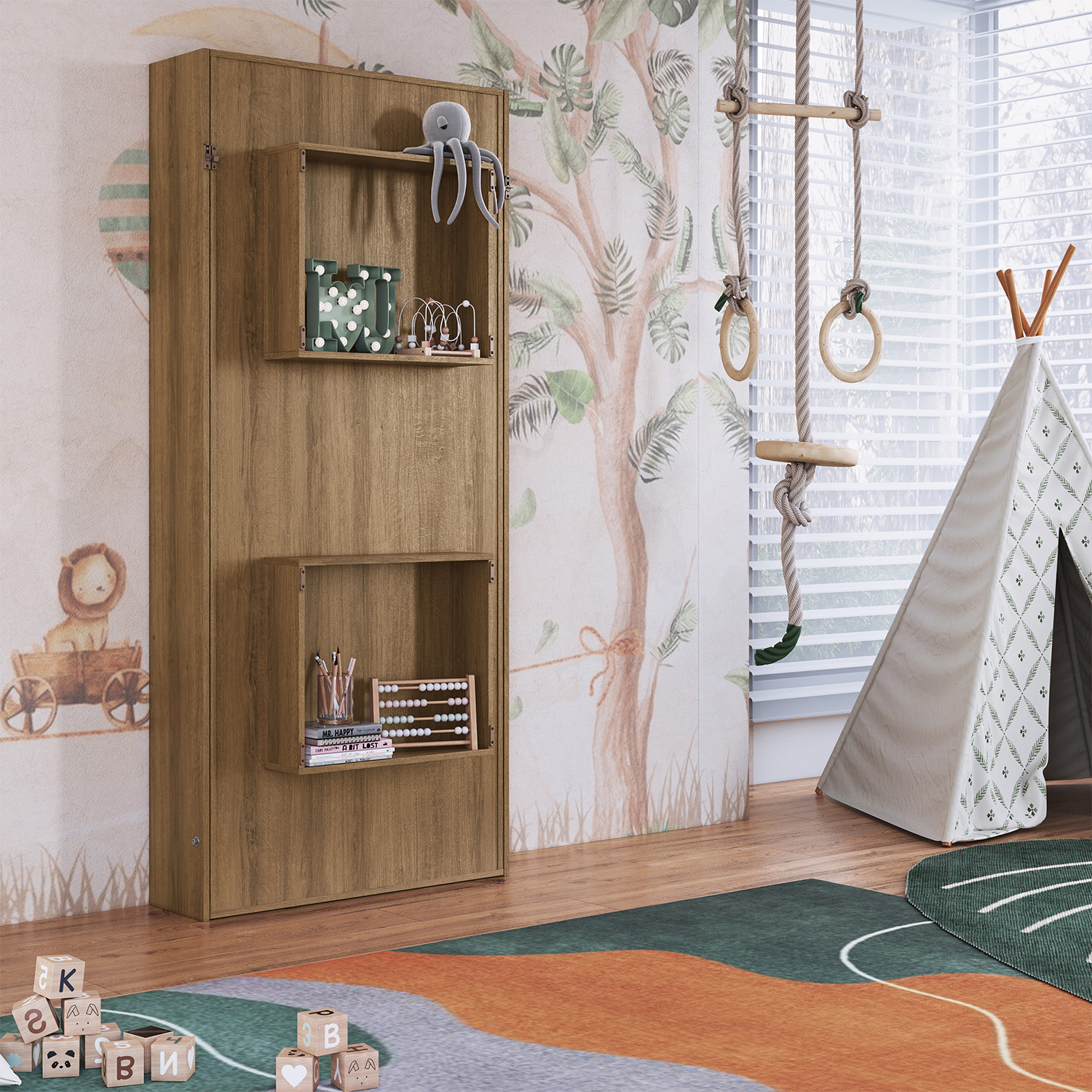 CAMA PLEGABLE VERTICAL 1 PZA HOGA VANCOUVER MIEL - 2