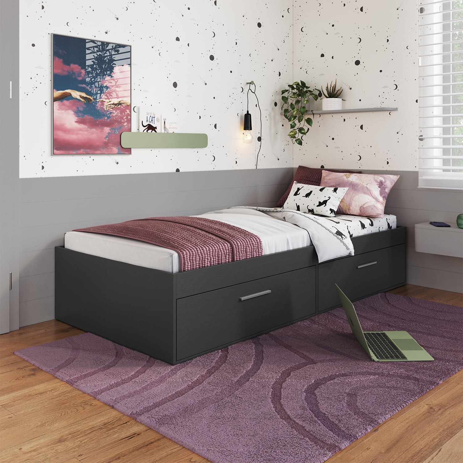 CAMA BOXET CON 2 PUERTAS 1 PZA HOGA TOKIO GRIS - 1