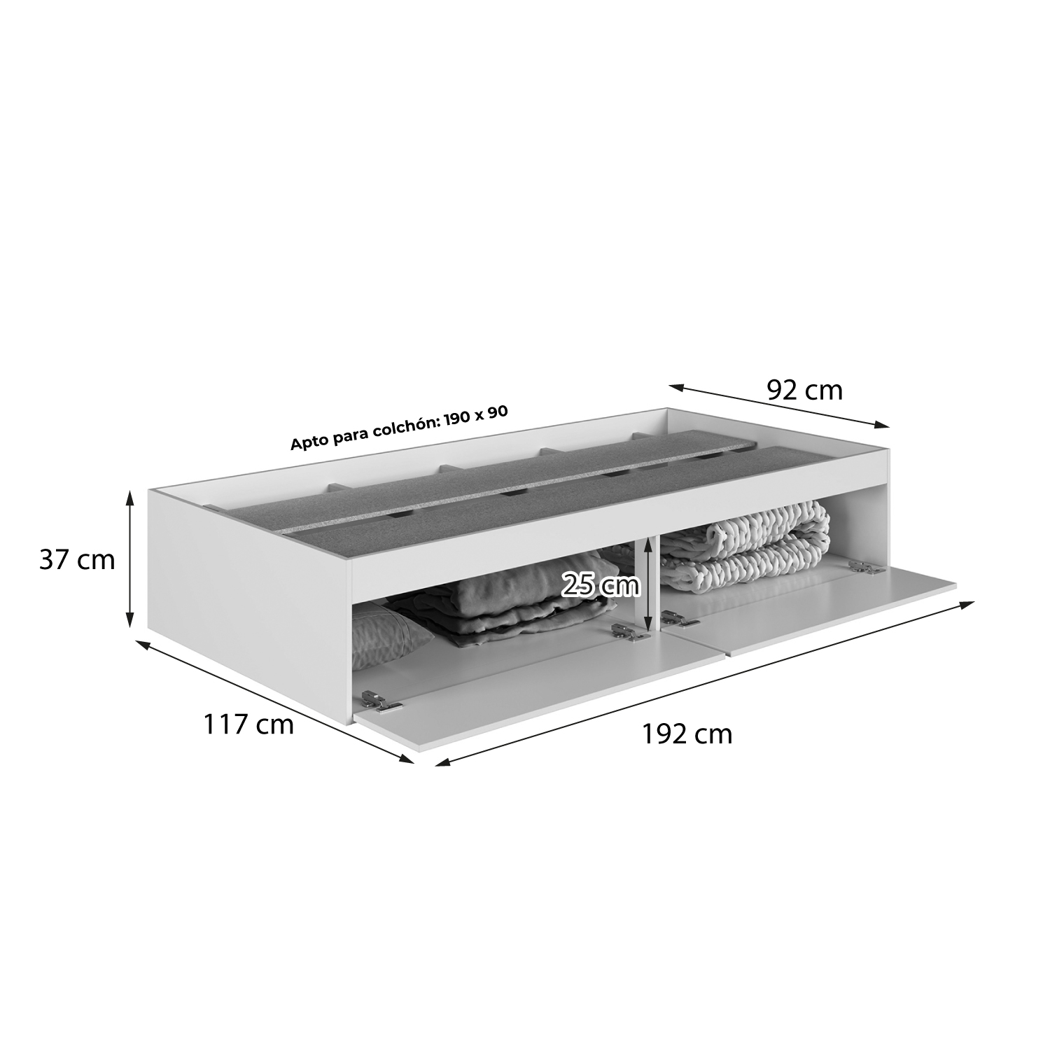 CAMA BOXET CON 2 PUERTAS 1 PZA HOGA TOKIO GRIS - 3