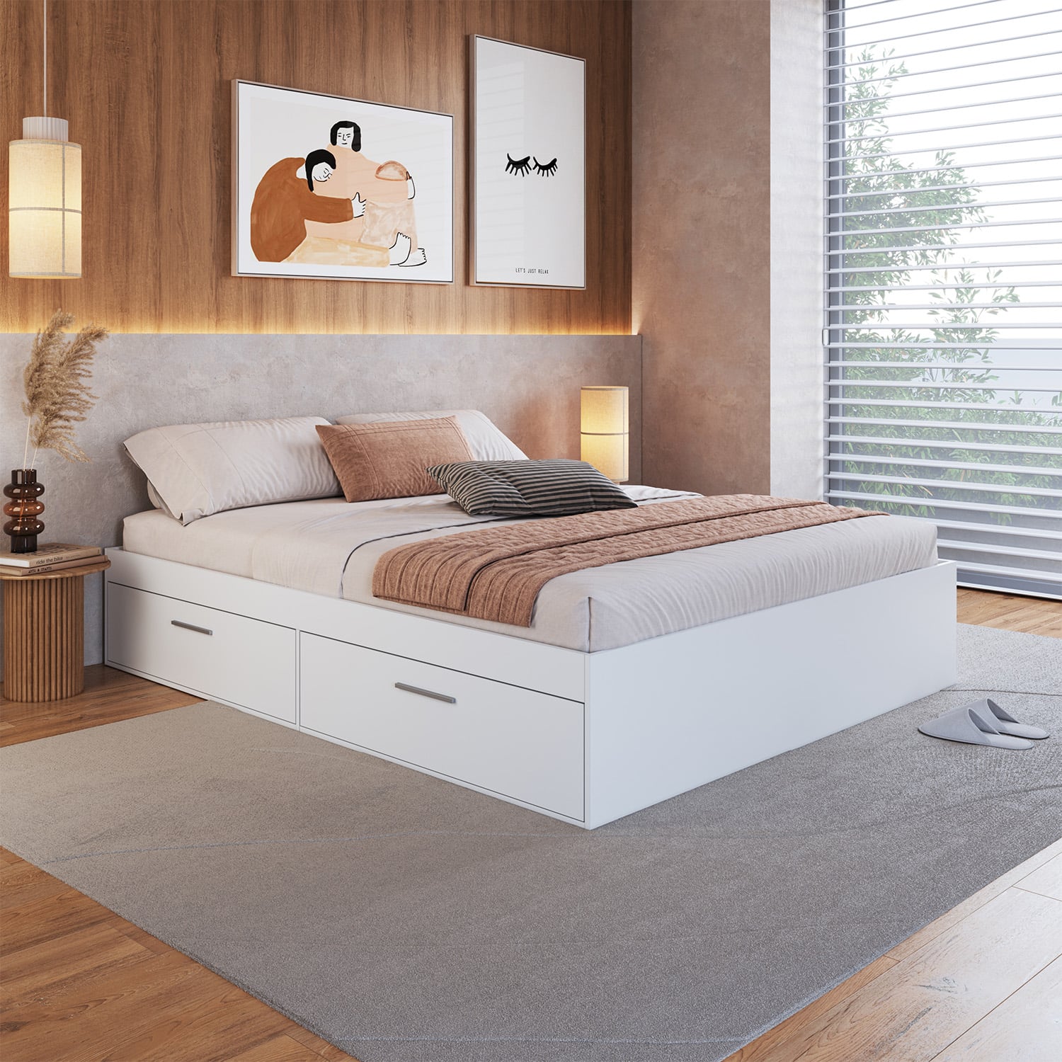 CAMA BOXET CON 4 PUERTAS 2 PZAS HOGA TOKIO BLANCO - 1