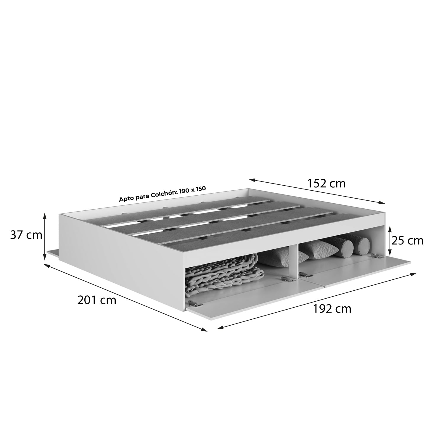 CAMA BOXET CON 4 PUERTAS 2 PZAS HOGA TOKIO BLANCO - 3