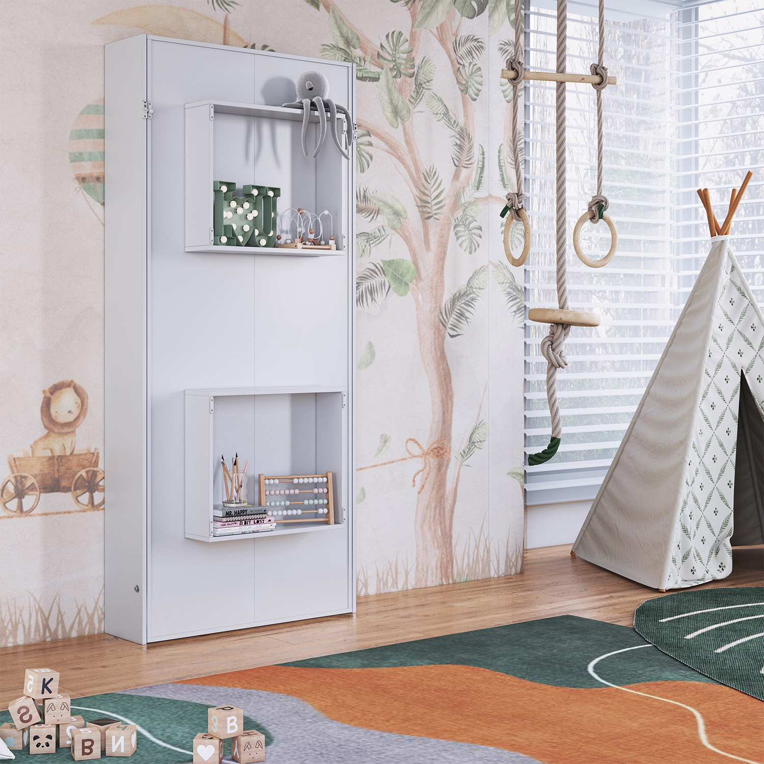 CAMA PLEGABLE VERTICAL 1,5 PZAS HOGA VANCOUVER BLANCO - 2
