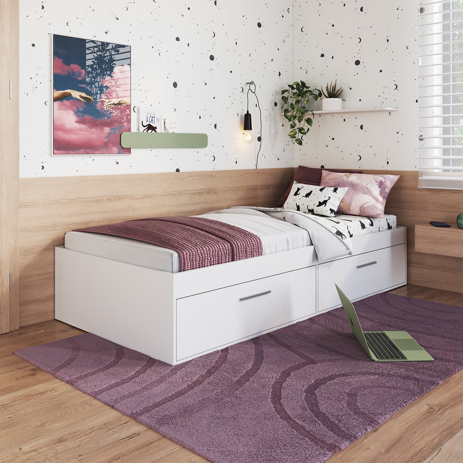 CAMA BOXET CON 2 PUERTAS 1,5 PZAS HOGA TOKIO BLANCO - 1