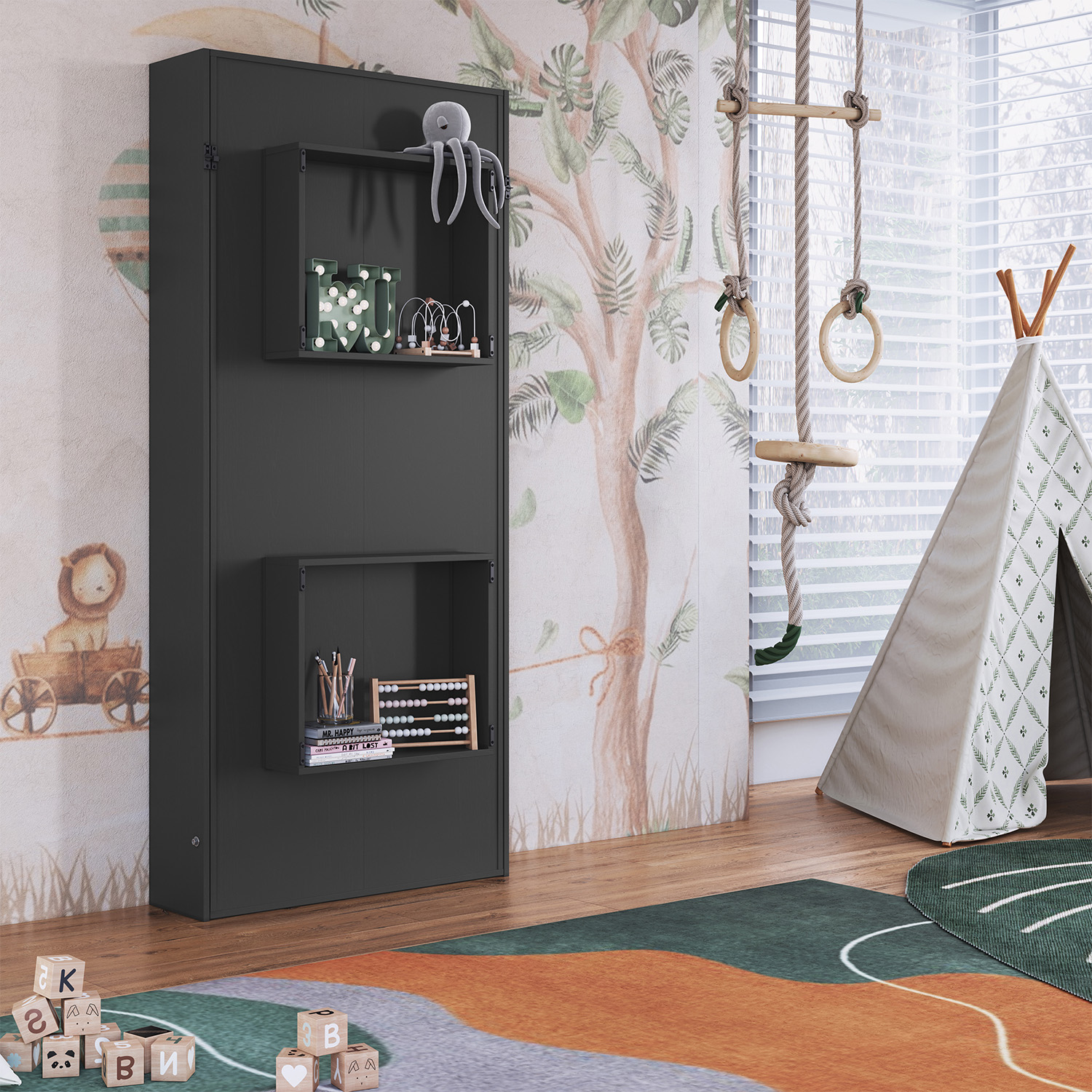 CAMA PLEGABLE VERTICAL 1,5 PZAS HOGA VANCOUVER GRIS - 2