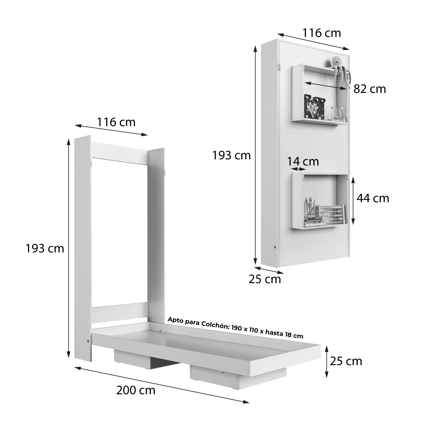 CAMA PLEGABLE VERTICAL 1,5 PZAS HOGA VANCOUVER GRIS - 3