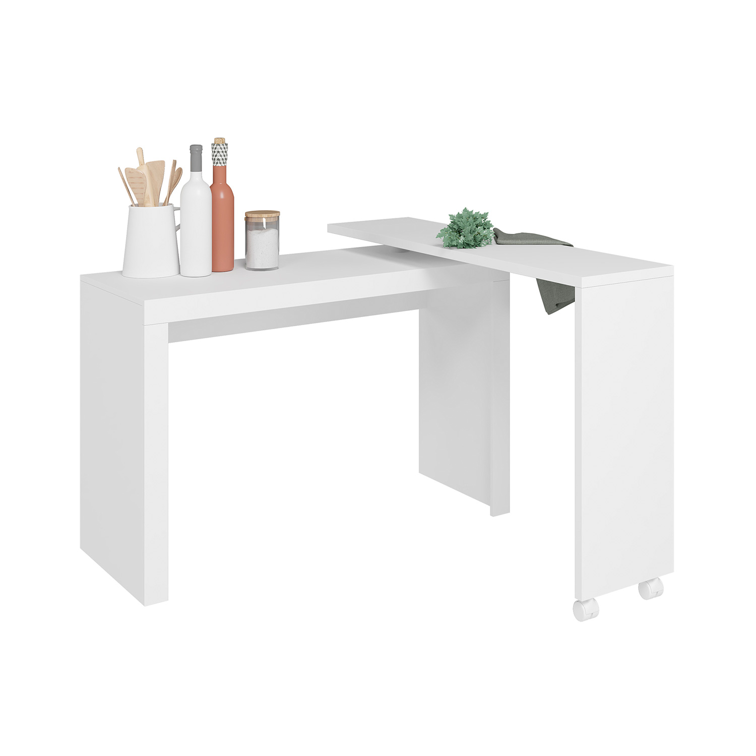 ESCRITORIO CON RUEDAS Y MESA GIRATORIA HOGA BLANCO - 6