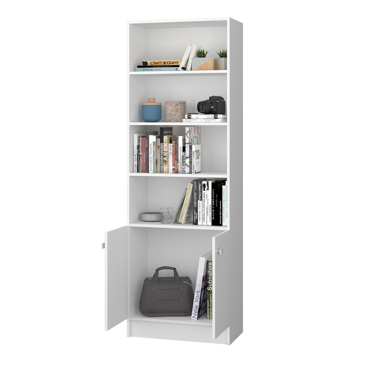 ESTANTE 2 PUERTAS 4 NICHOS HOGA BLANCO - 5