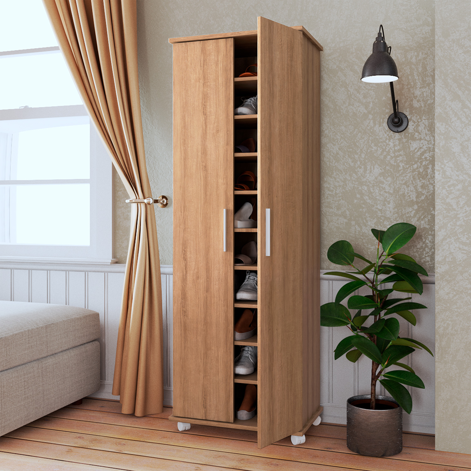 CLOSET 2 PUERTAS 9 REPISAS HOGA MIEL - 1