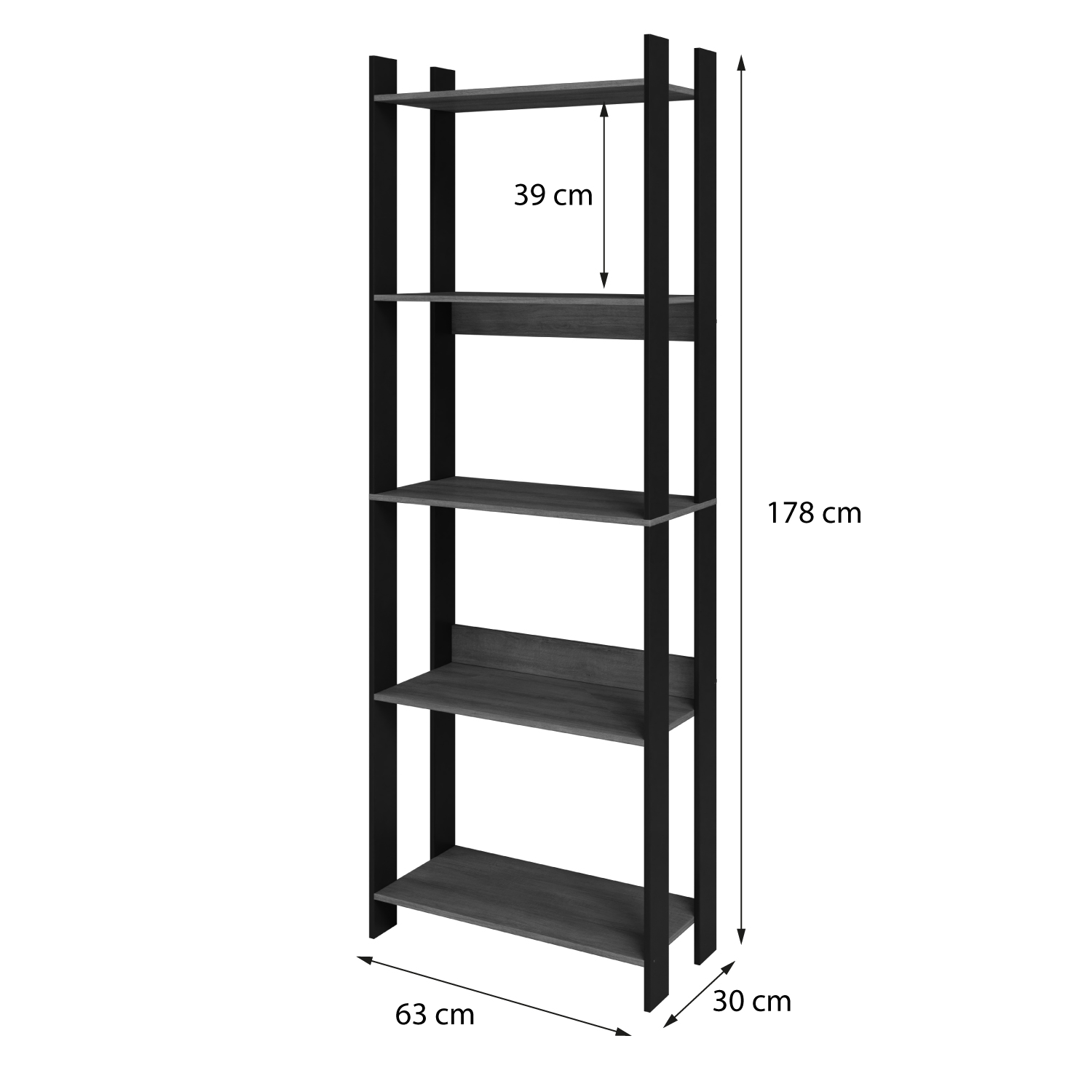 ESTANTE LIBRERO 5 REPISAS HOGA NEGRO NUEZ - 3