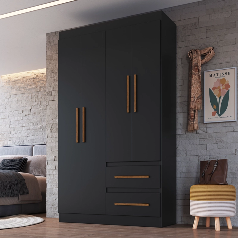 COSET 4 PUERTAS 2 CAJONES HOGA PALERMO NEGRO - 2