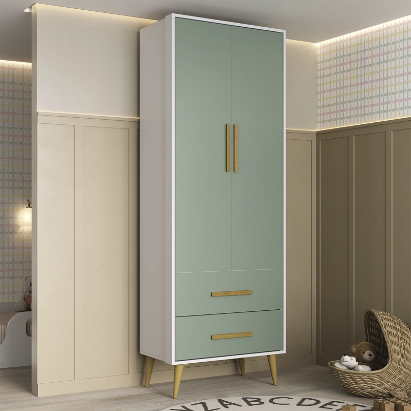 CLOSET 2 PUERTAS 2 CAJONES HOGA ENCANTO BLANCO VERDE - 1