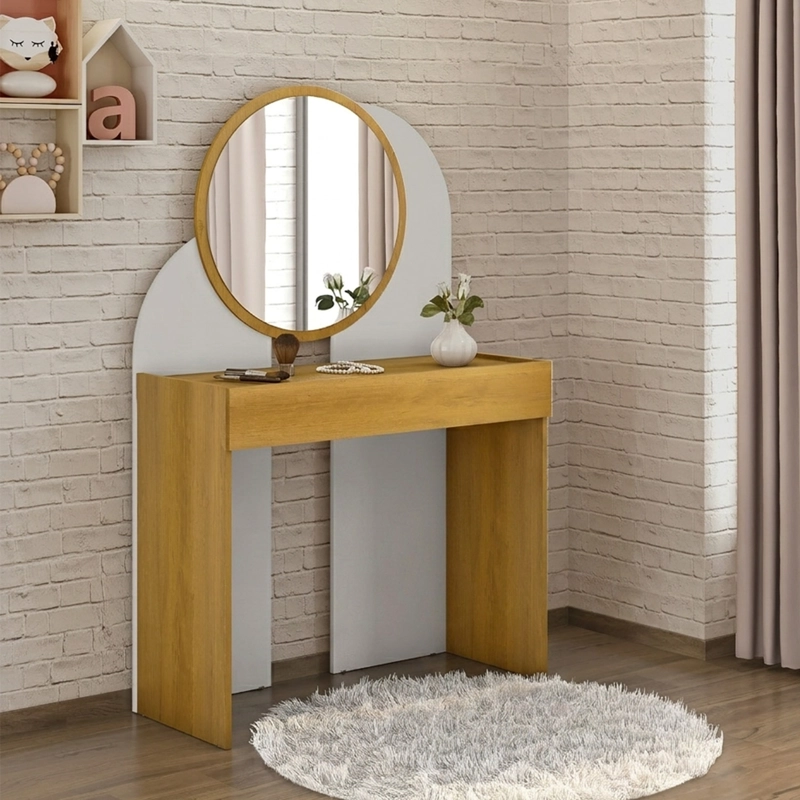 TOCADOR 1 CAJON CON ESPEJO HOGA WISH BLANCO NATURAL - 1