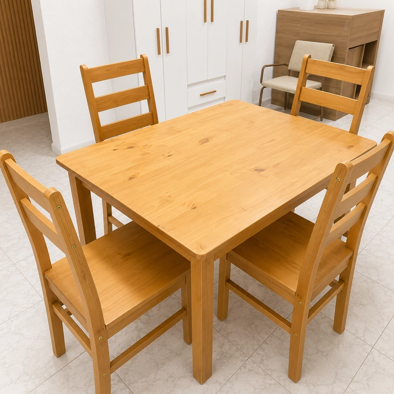 SET DE COMEDOR CON 4 SILLAS HOGA BELLA NOGAL - 4