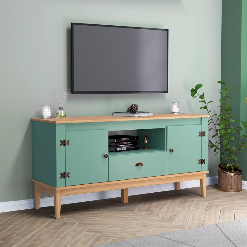 RACK TV 55' HOGA COLONIAL MIEL OLIVA - 1