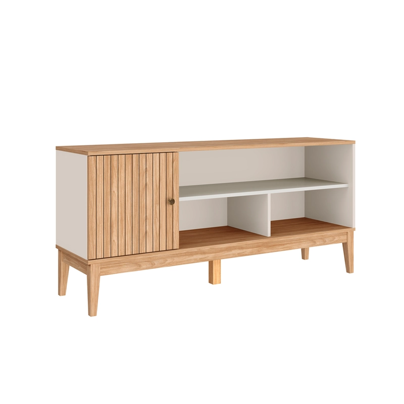 RACK TV 55' 1 PUERTA HOGA MIEL BLANCO INVIERNO RIPADO - 2