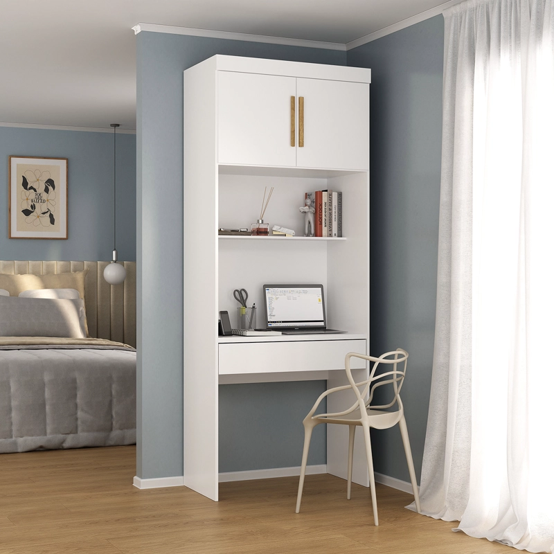 ESCRITORIO CON ESTANTE 2 PUERTAS 1 CAJON HOGA SMART BLANCO - 1