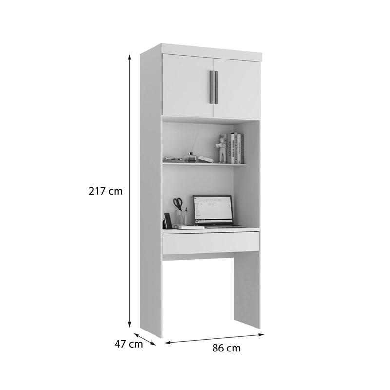 ESCRITORIO CON ESTANTE 2 PUERTAS 1 CAJON HOGA SMART BLANCO - 3