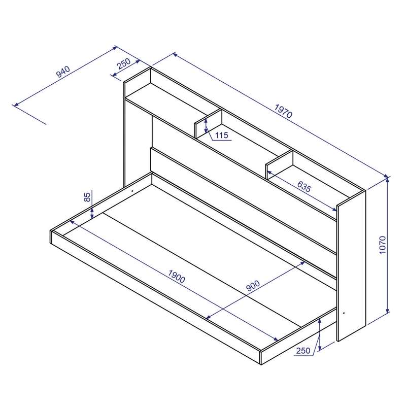 CAMA PLEGABLE HORIZONTAL 1 PZA HOGA DUBAI GRAFITO - 5