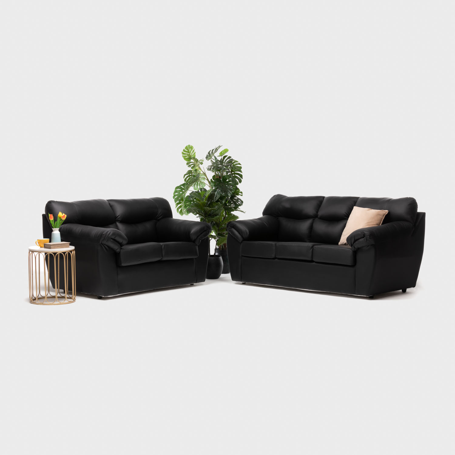 SOFA NEW ZEUS 2CPOS PU NEGRO - 2