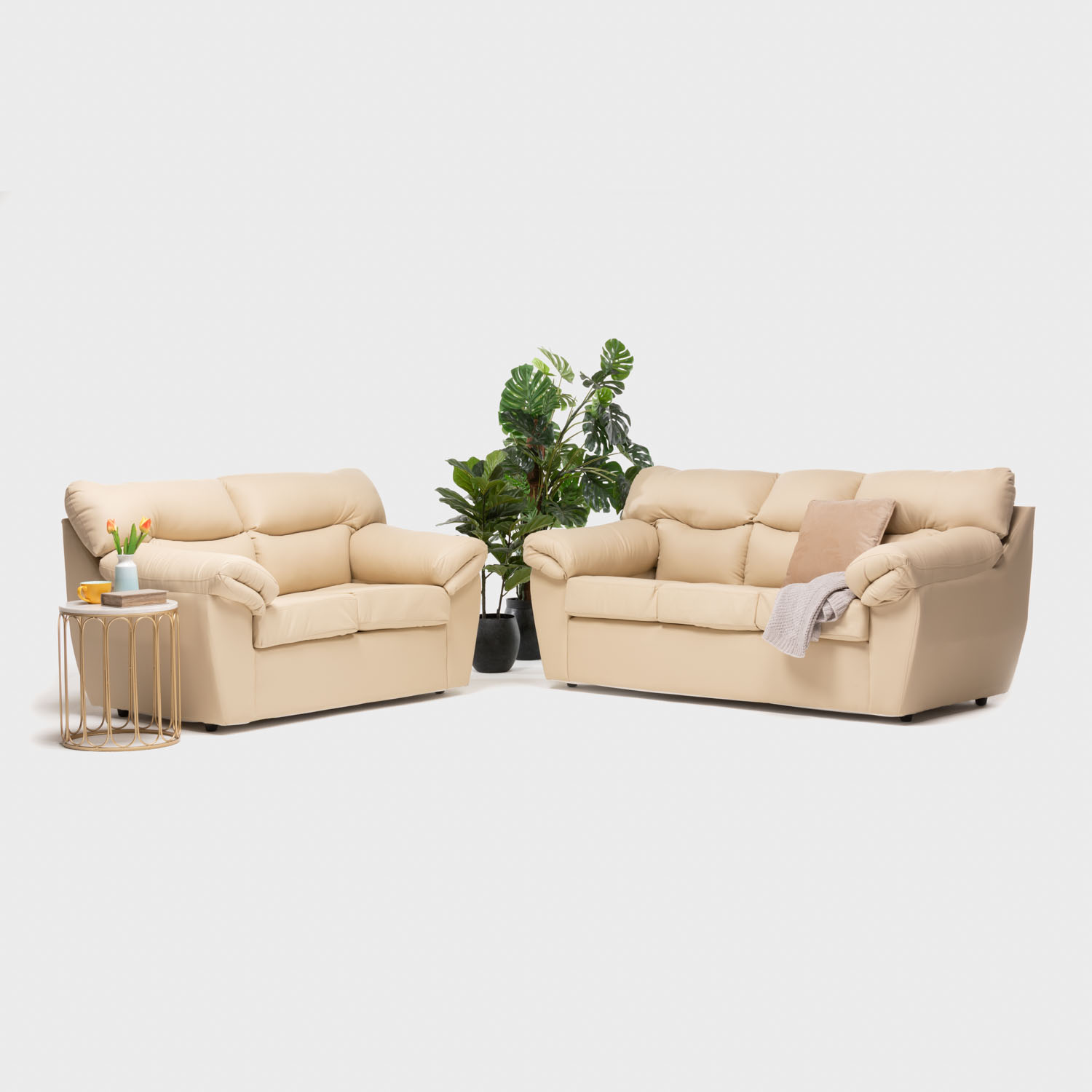 SOFA NEW ZEUS 2CPOS PU BEIGE - 2