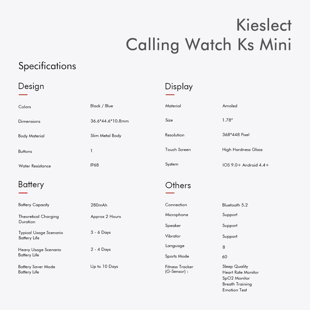 SMARTWATCH KIESLECT KS MINI AZUL LLAMADAS - 6