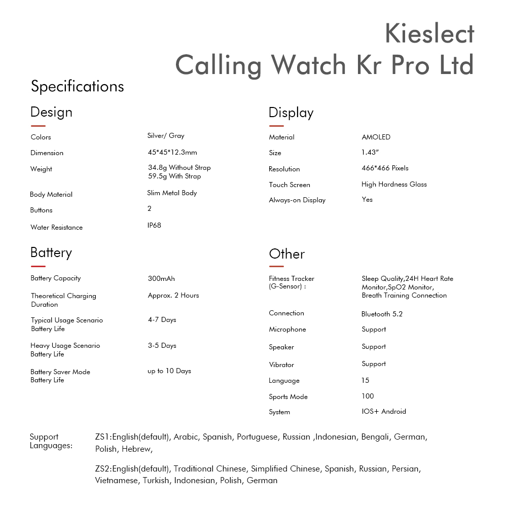 SMARTWATCH KIESLECT KR PRO LTD PLATEADO LLAMADAS - 6