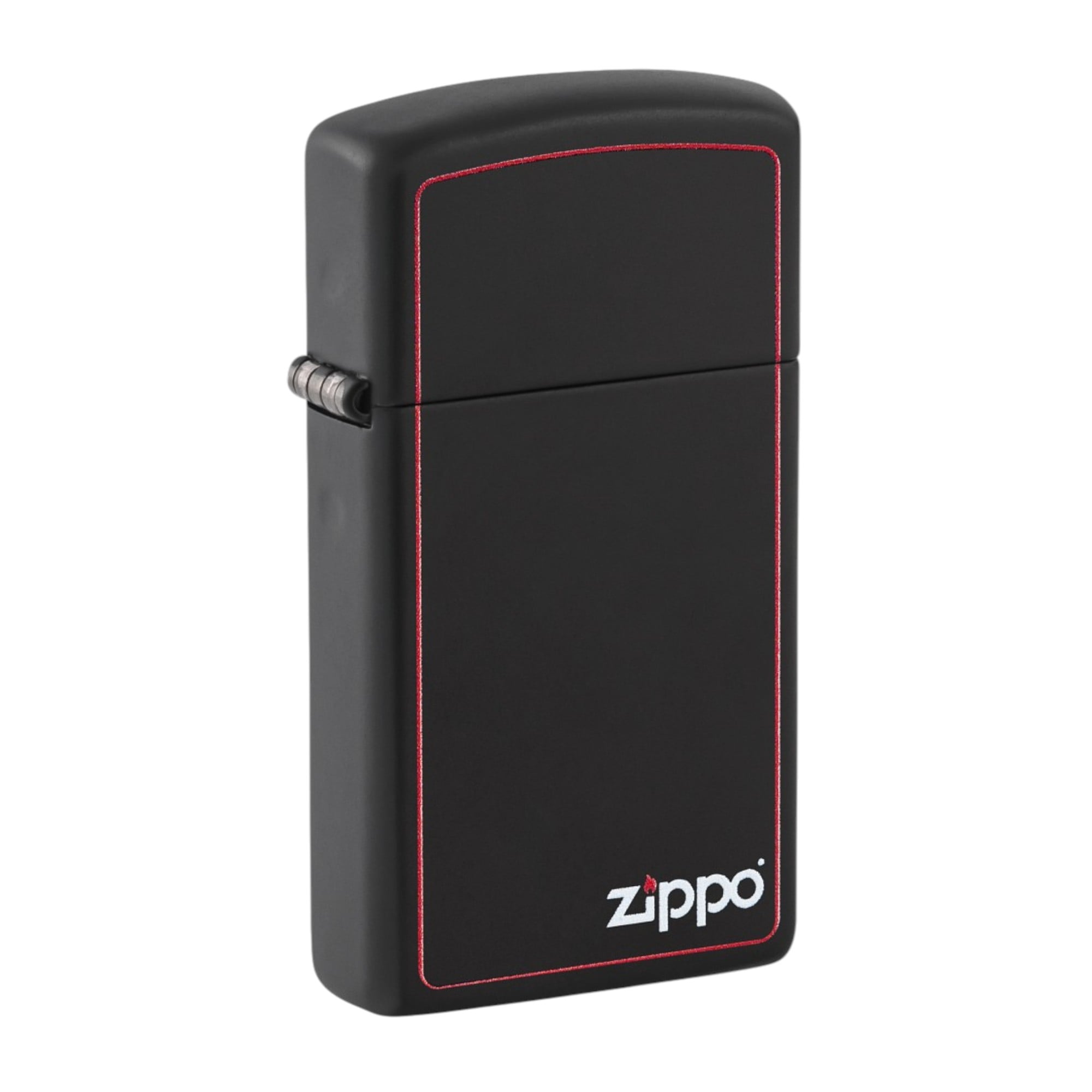 ENCENDEDOR ZIPPO 1618ZB SLIM BLACK MATTE RED BORDER & LOGO - 1