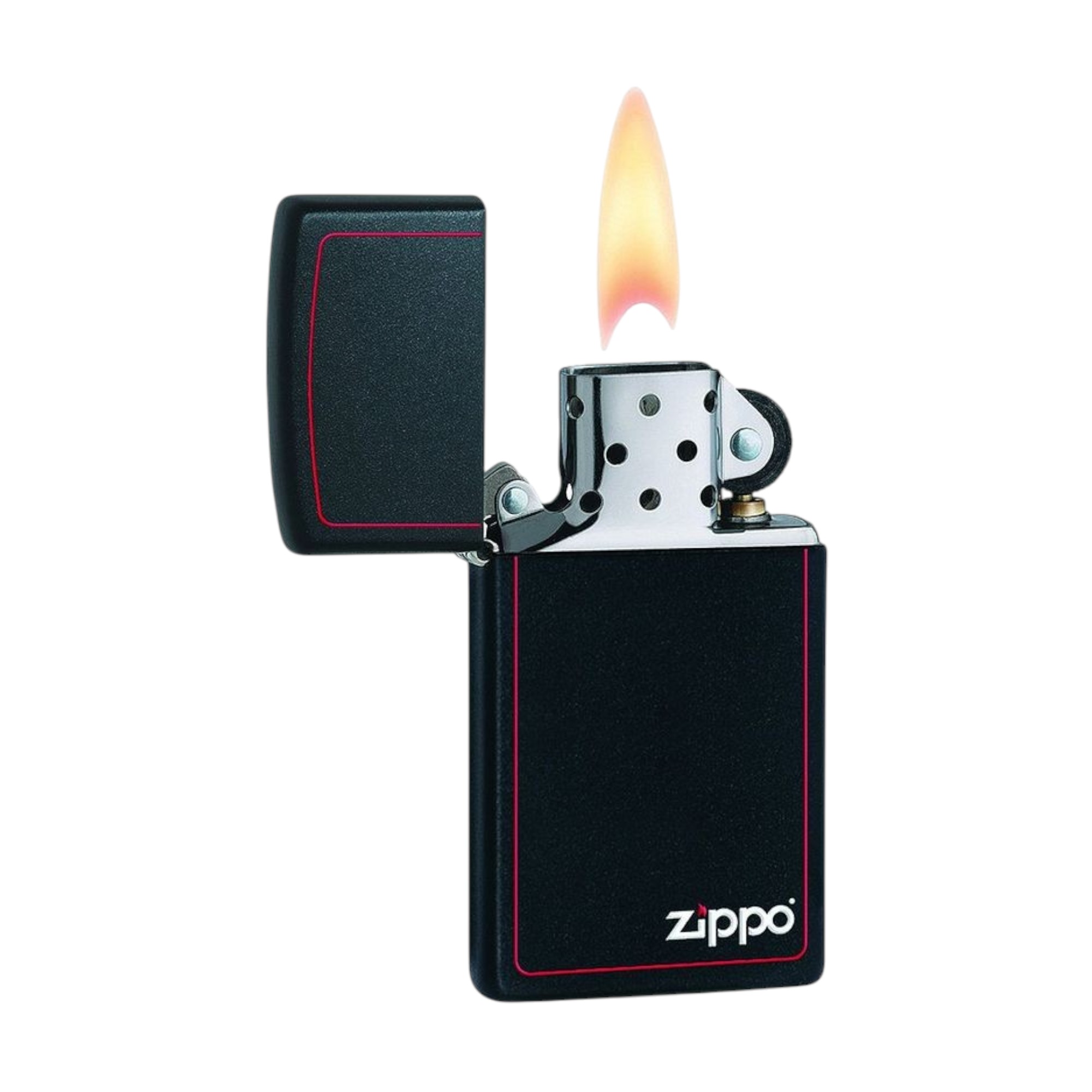 ENCENDEDOR ZIPPO 1618ZB SLIM BLACK MATTE RED BORDER & LOGO - 3