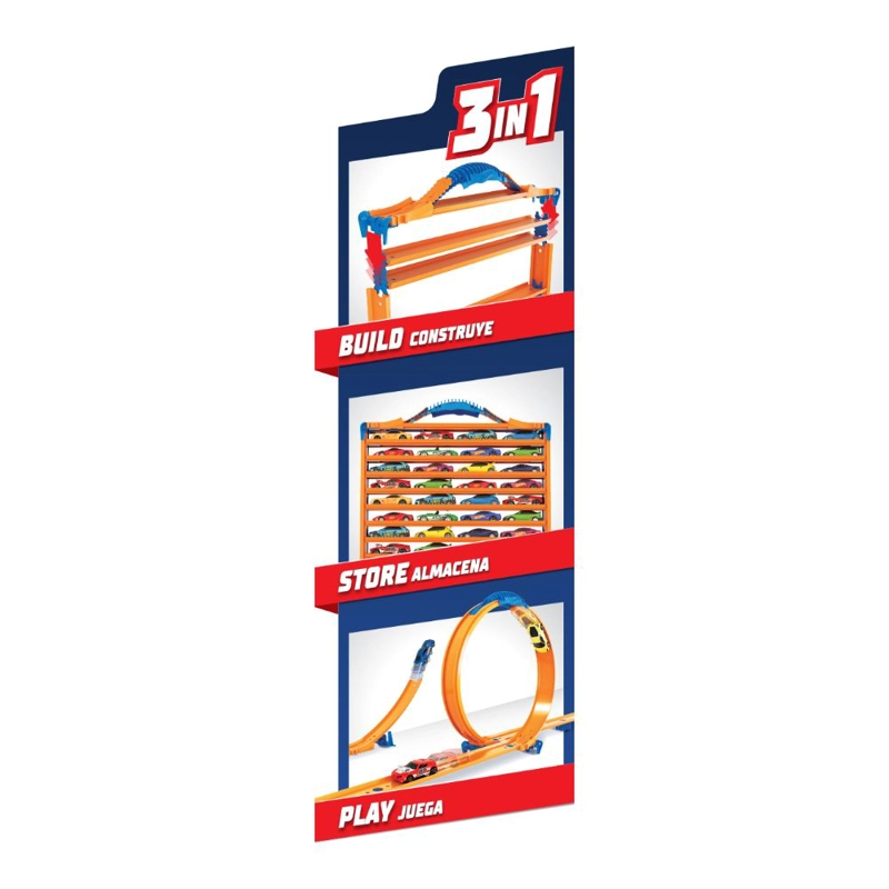 CAJA GUARDA AUTOS Y PISTA HOT WHEELS 3 EN 1 - 5