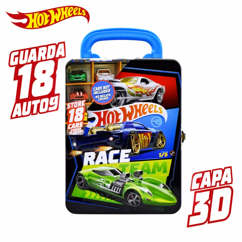 CAJA METALICA PORTAUTOS HOT WHEELS DISEÑO C - 2