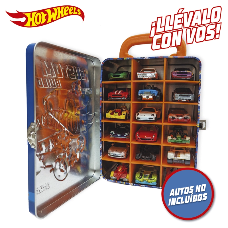 CAJA METALICA PORTAUTOS HOT WHEELS DISEÑO C - 4