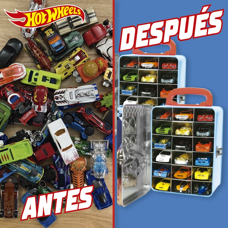 CAJA METALICA PORTAUTOS HOT WHEELS DISEÑO C - 6