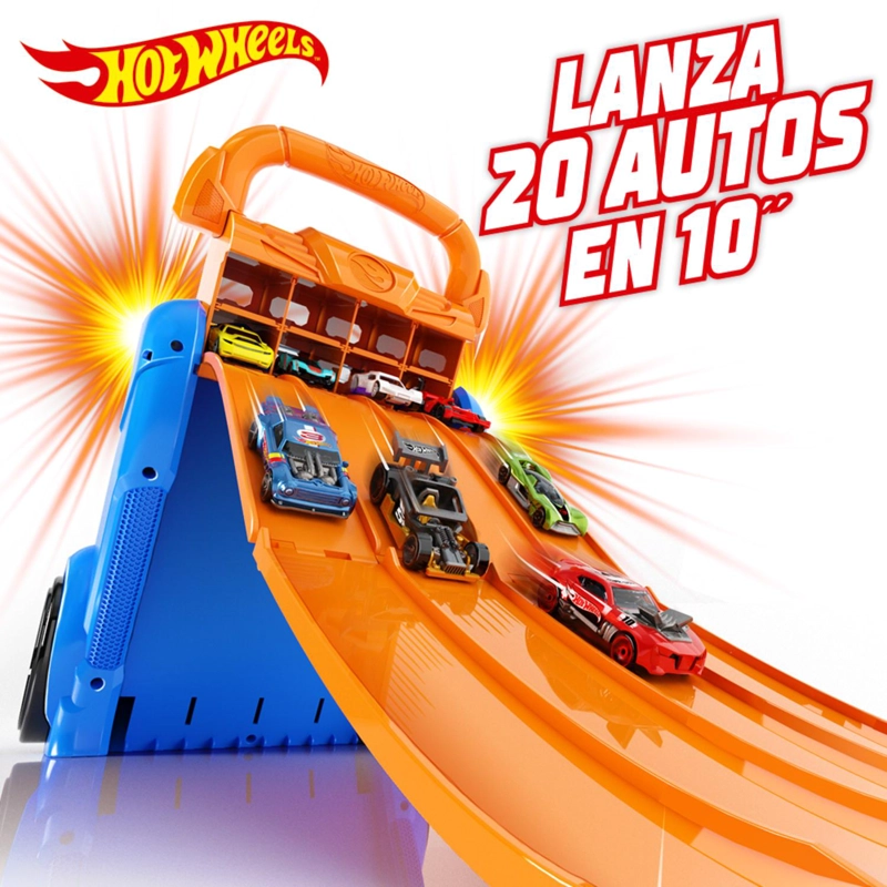 ESTUCHE PORTA AUTOS HOT WHEELS CON LANZADOR MULTIPLE - 2