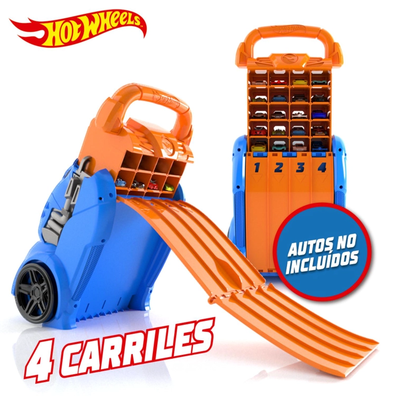 ESTUCHE PORTA AUTOS HOT WHEELS CON LANZADOR MULTIPLE - 3