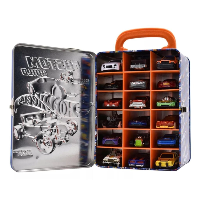 CAJA METALICA PORTAUTOS HOT WHEELS DISEÑO B - 2