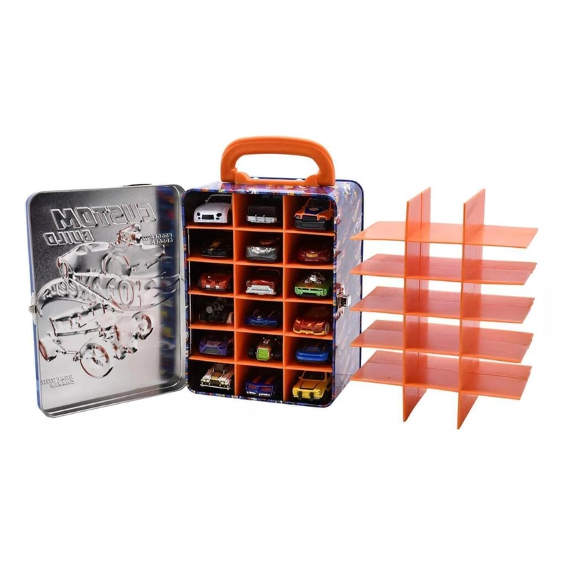CAJA METALICA PORTAUTOS HOT WHEELS DISEÑO B - 3