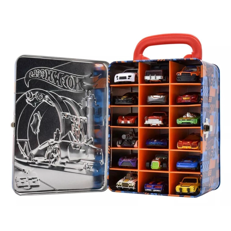CAJA METALICA PORTAUTOS HOT WHEELS DISEÑO D - 2