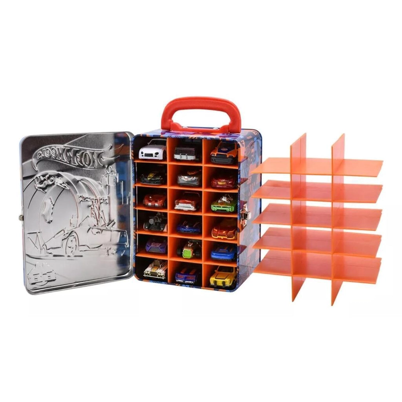CAJA METALICA PORTAUTOS HOT WHEELS DISEÑO D - 3