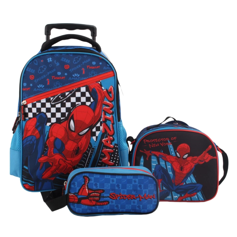 SET ESCOLAR CON RUEDAS SPIDERMAN 3 PIEZAS - 1