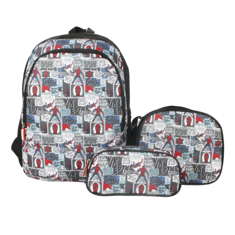 SET ESCOLAR SPIDERMAN 3 PIEZAS MOCHILA + LONCHERA + ESTUCHE - 1