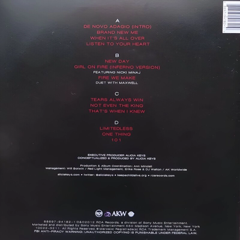 VINILO - ALICIA KEYS - GIRL ON FIRE - RCA 2012 - 2