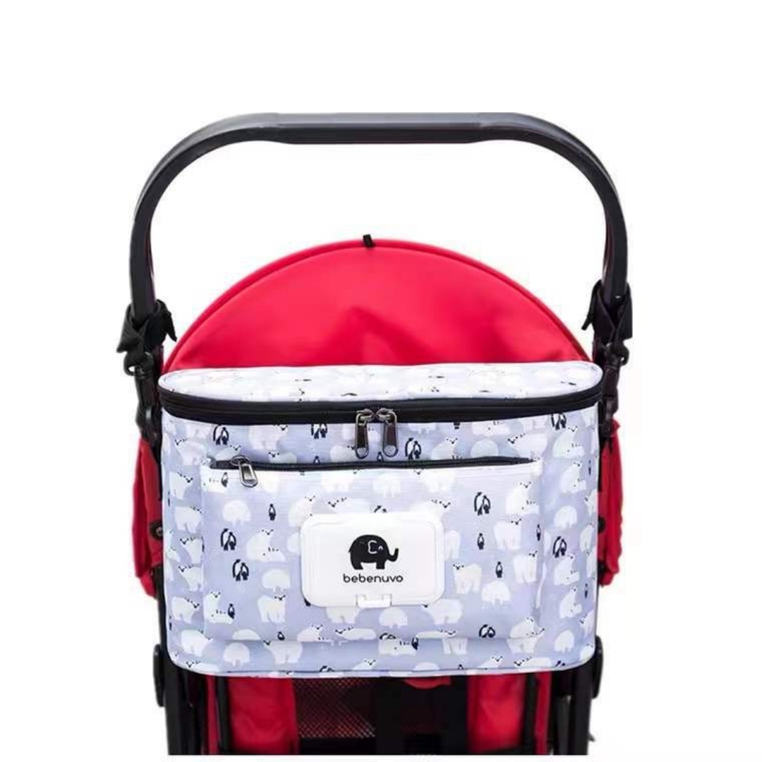 BOLSO ORGANIZADOR COLGANTE PARA COCHE DE BEBE OSO BLANCO - 1
