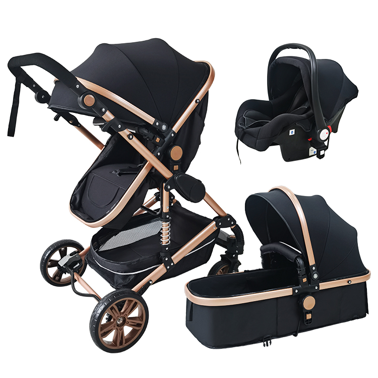 COCHE DE BEBÉ CON HUEVITO Y BASE 3 EN 1 GOLDEN BABY'S EN COLOR NEGRO - 4