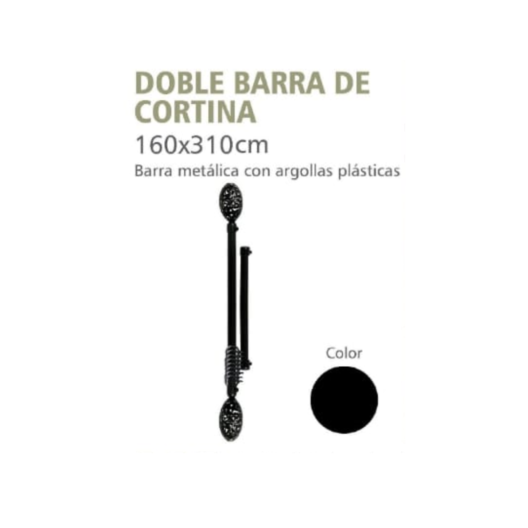 SET BARRA DE CORTINAS EXTENSIBLE 160-310 COLOR NEGRO - 1