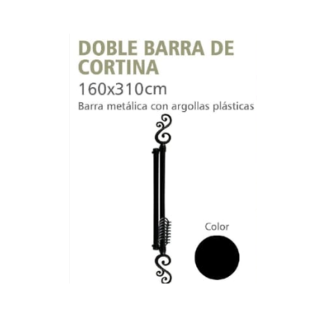 SET BARRA DE CORTINAS EXTENSIBLE 160-310 COLOR NEGRO - 1