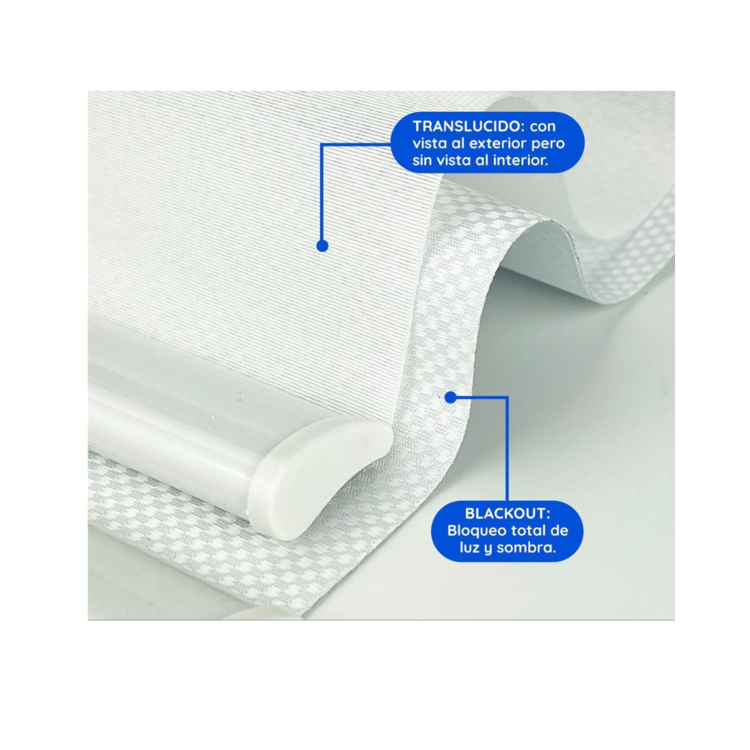 CORTINA ROLLER BLACKOUT DOBLE TELA 140X200 CON CENEFA BLANCO - 2