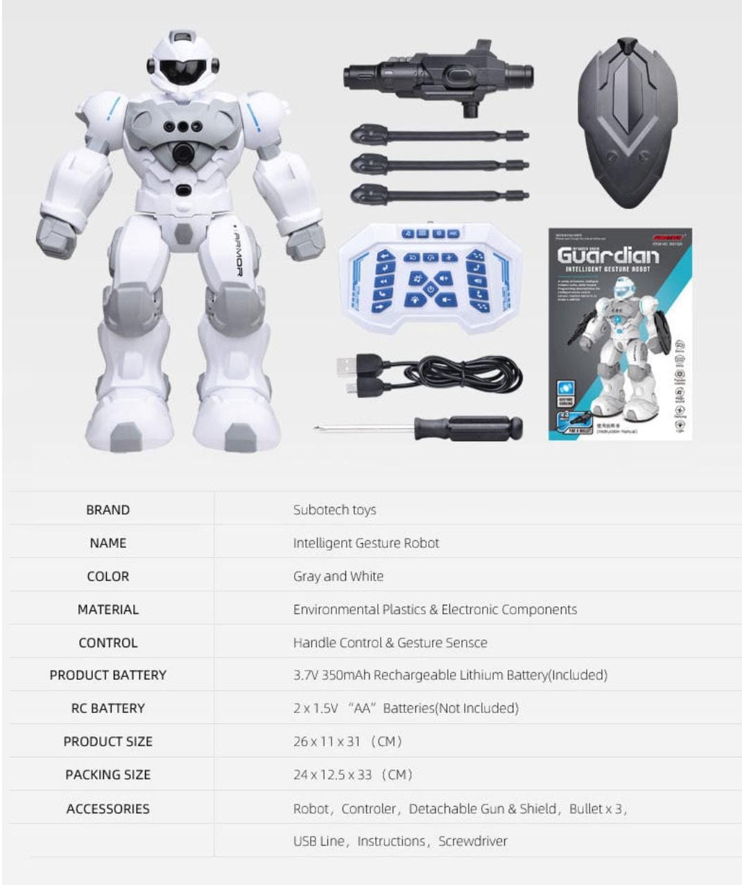ROBOT GUARDIAN INTELIGENTE SENSOR GESTOS C/R 2,4 G - 4