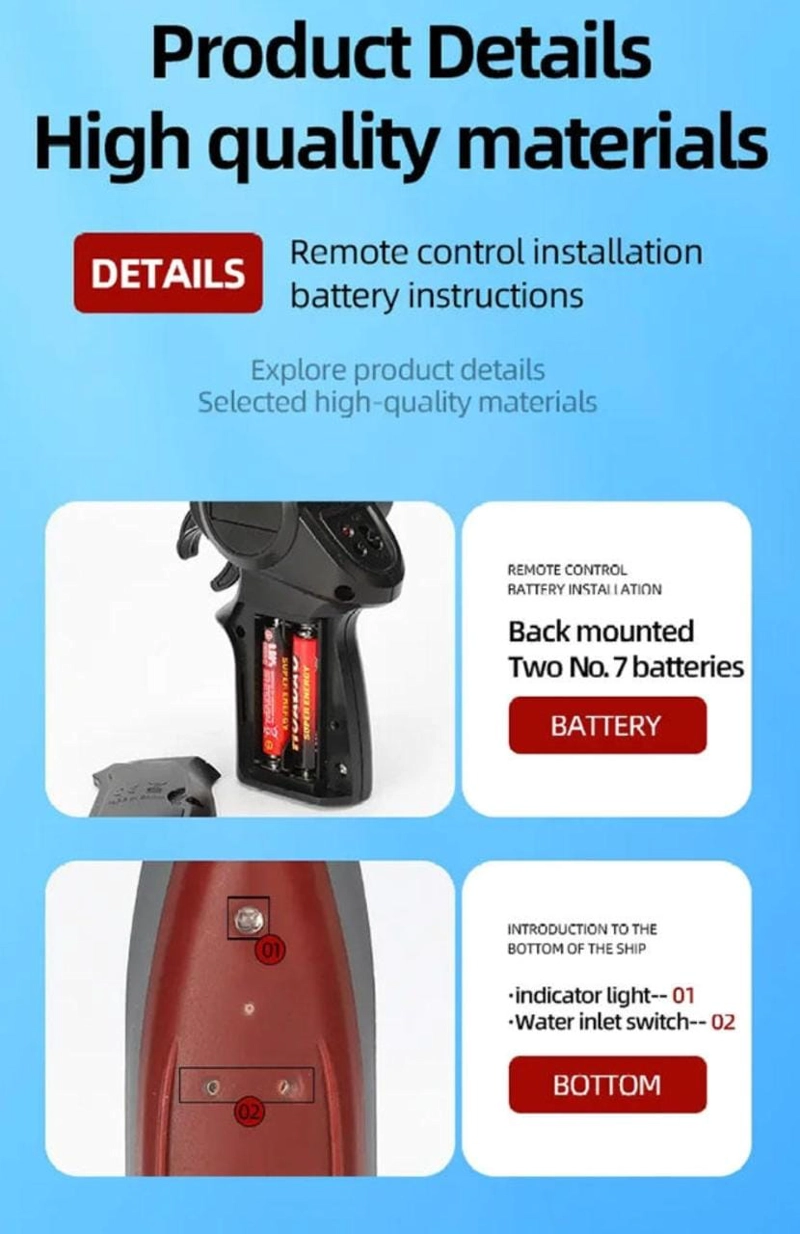 LANCHA CONTROL REMOTO, MINI BUQUE 2,4 G - 7