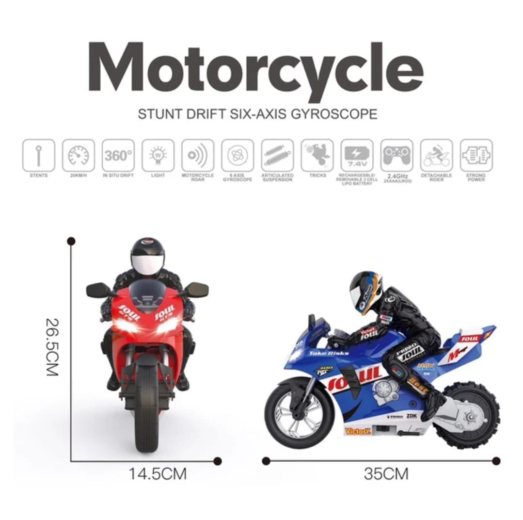 MOTOCICLETA DE JUGUETE MOTO CONTROL REMOTO 2.4 GHZ AZUL - 3